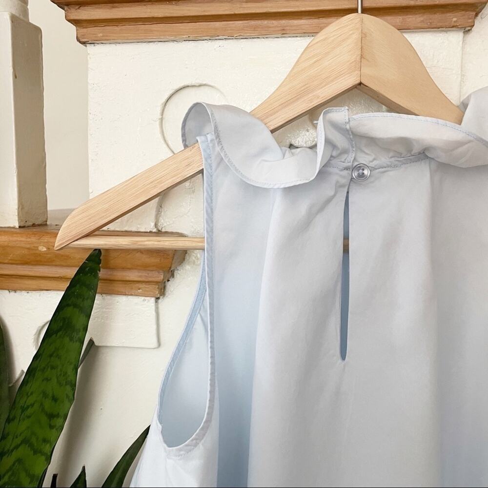 maud heline light blue ruffle neckline blouse sz S - Picture 5 of 7